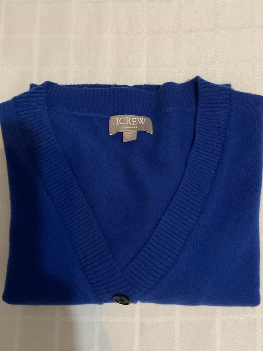 J. Crew 100% Cashmere Lightweight Luxury Cobalt Blue Cropped Cardigan Sweater M - Picture 11 of 16